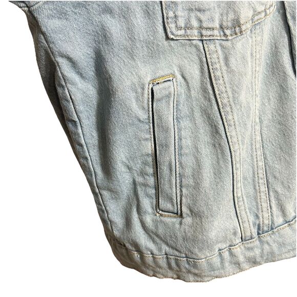 Anthropologie Pilcro Pleated Front Denim Jacket  Sz. XS Light Wash Back Buckle - Picture 14 of 16